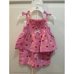 Y2K all mine strawberry print  tank capris 6/9M